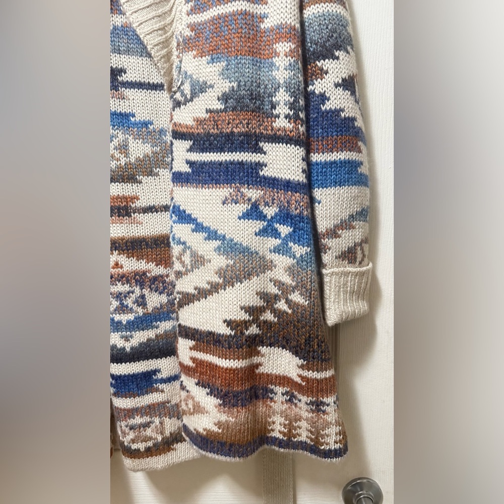 Idyllwind Multicolor Knit Open-Front Cardigan - Blue, Brown, Cream - Picture 3 of 13
